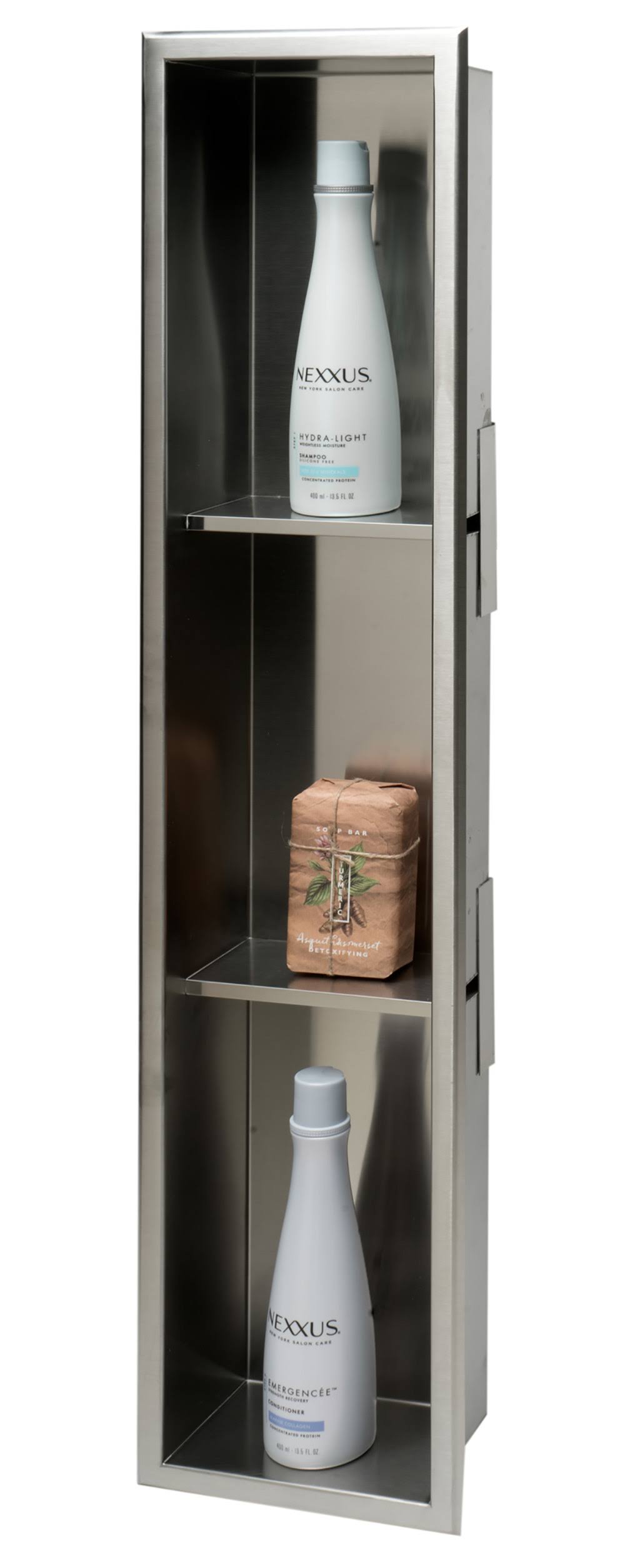 Alfi Brand ABN0836 8 x 36 Vertical Triple Shelf Bath Shower Niche Brushed Stainless Steel