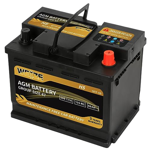 Weize Platinum AGM Battery BCI Group 24F Automotive Battery, 120RC, 710CCA, 36 Months Warranty