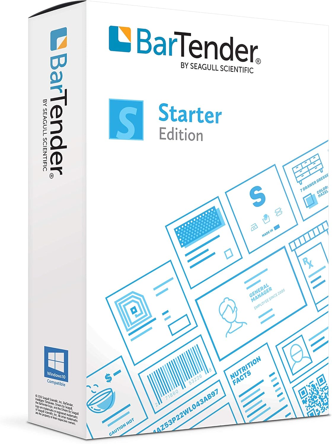 Bartender Software - 2021 Starter Edition (Application License + 1 Printer License + 1 Year of Standard Maintenance and Support)