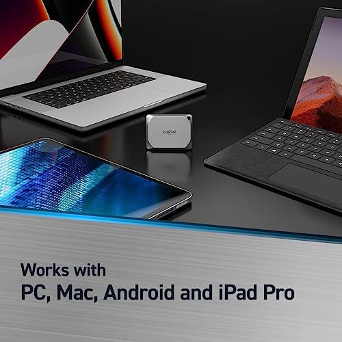 Crucial X9 Pro 4TB Portable SSD - 1050MB/s Read/Write, Water/Dust Resistant, with Mylio Photos+ - USB 3.2 for PC and Mac