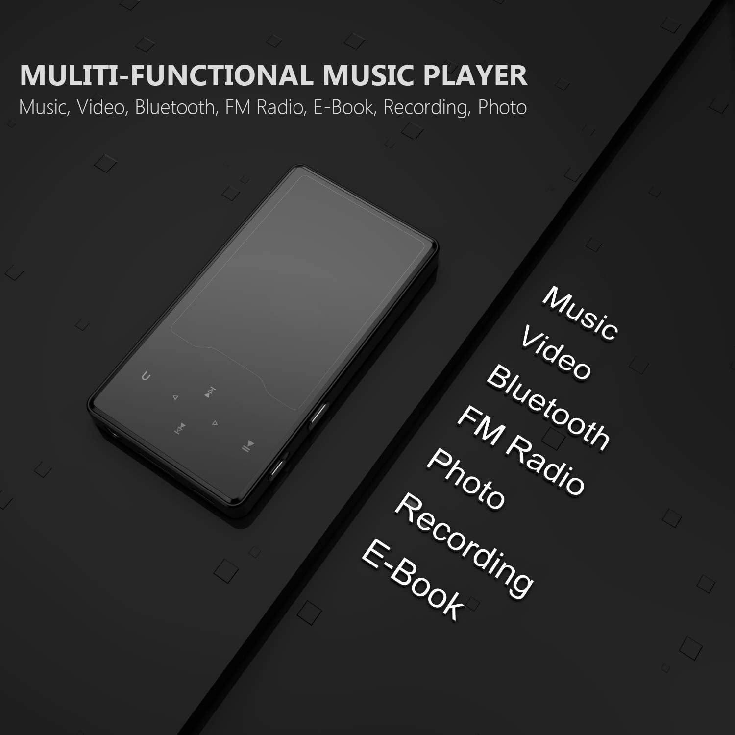 MP3 Player with Bluetooth 5.0, BERENNIS 16GB Portable HiFi Lossless Sound 2.4" Large Screen Music Player with FM Radio Voice Recorder Video Player, Support up to 128GB Pack of 2