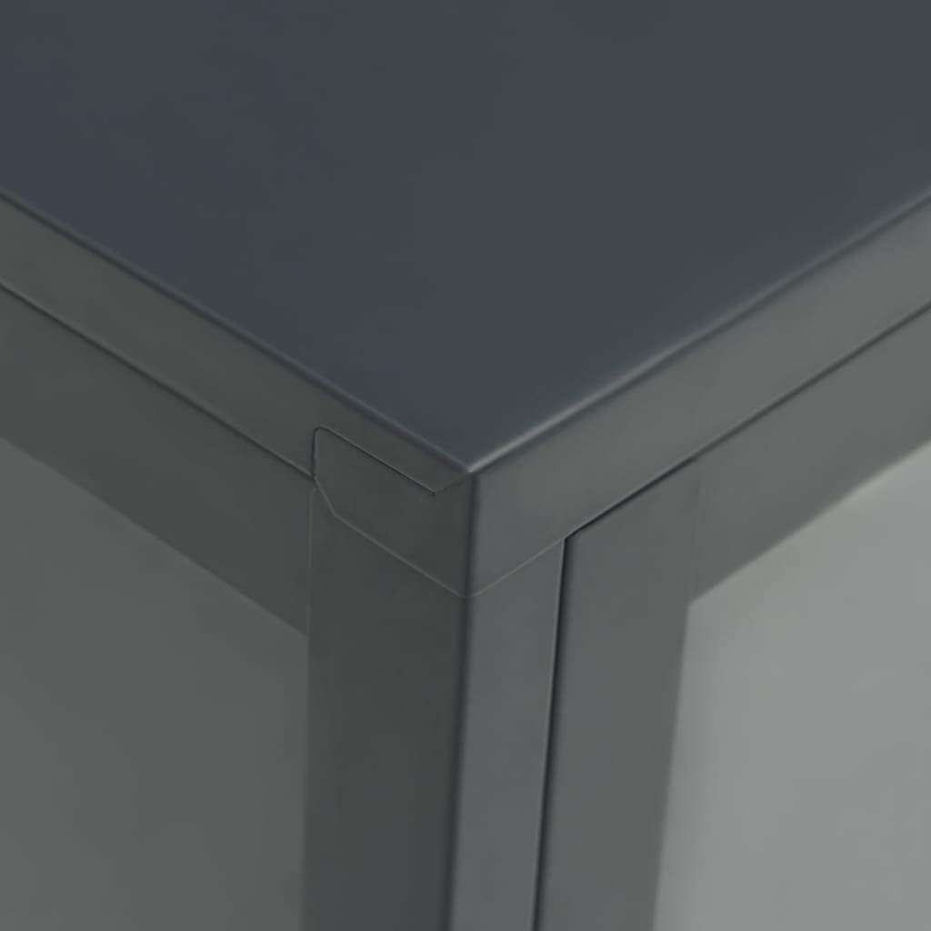 Asomie Sideboard Anthracite 27.6"x13.8"x27.6" Steel and Glass Home Furniture Cabinets Fashion Kitchen Indoor Storage Buffets Sideboards Storage Cabinet US Stock Fast Shipment Anthracite