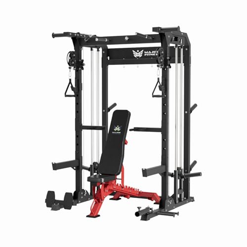 MAJOR FITNESS F22 Multi-Functional Power Rack—1600lbs Capacity All-in-One Squat Rack with Dual Pulley System for Home Gym Strength Training