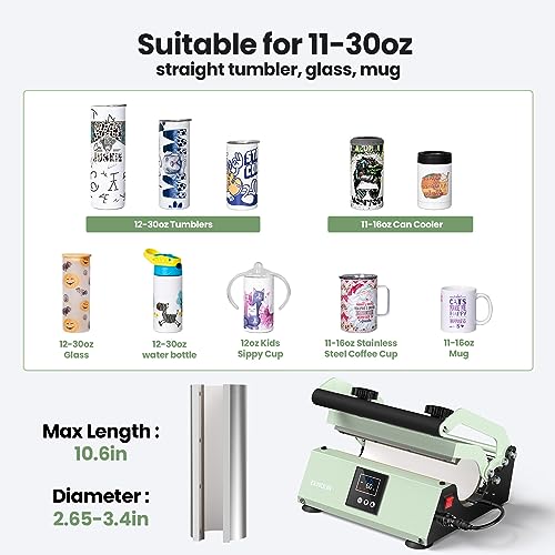 EENOUR Tumbler Heat Press Machine for 30oz 20oz 16oz Sublimation Blank Skinny Tumbler Glass Jar Can, Auto-Timer Mug Press with Digital Temp&Time Setting for 11-16oz Coffee/Ceramic Mug Cup - Pink