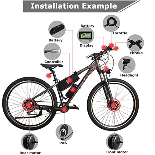 48V 1000W 1500W Electric Bicycle Conversion Kit, Rear Wheel Electric Bike Motor Conversion Kit, Smart Motor Controller, Twist Throttle, Dual Mode Controller E-Bike Cycling Hub,48V1500W-20inch