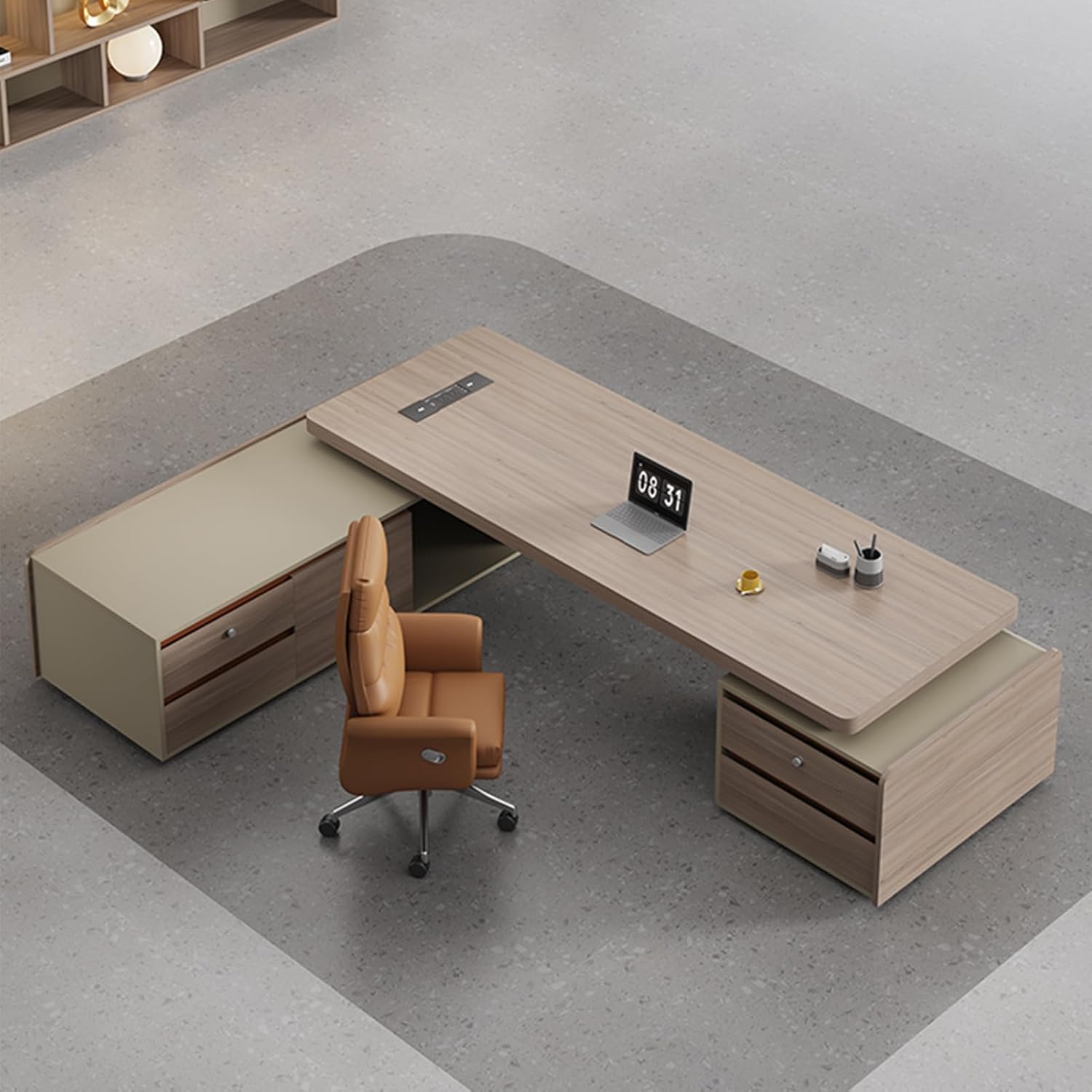 Large Executive Desk Computer Desk for Home Office Computer Desk with Storage Cabinets Business Furniture Office Furniture Workstation for Home Office ()