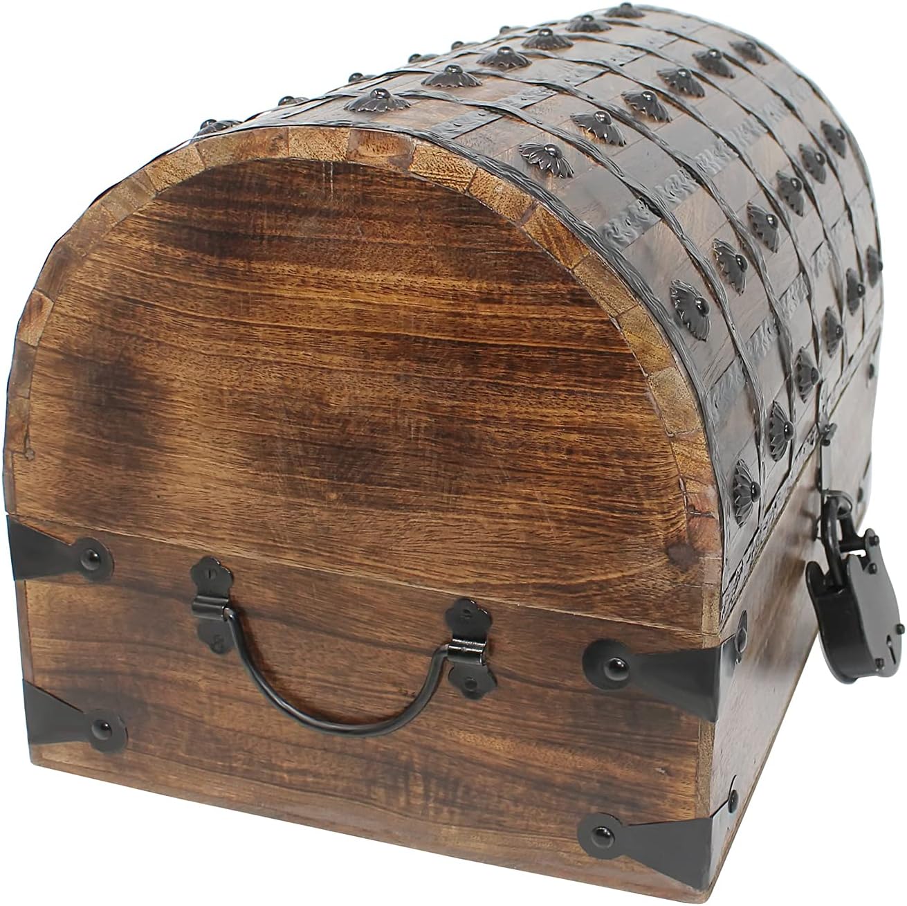 Nautical Cove Pirate Treasure Chest with Iron Lock and Skeleton Key - Storage and Decorative Box (X-Large 16 x 11 x 10.5)