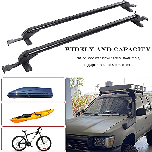 43.3" Roof Rack Cross Bar Universal Adjustable fit Most Vehicle Without Roof Side Rail Black Aluminum Roof Bars Max 165LBS Load Capacity with 2 Keys