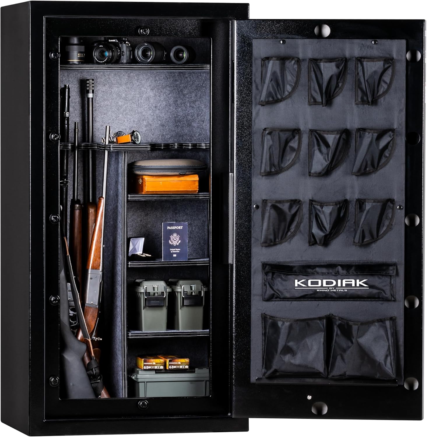 Kodiak Home Gun Safe for Rifles & Pistols | KBX5629 by Rhino Metals with New SafeX Security System | 42 Long Guns & 9 Pistol Pockets | 30 Minute Fire Protection | 390lbs