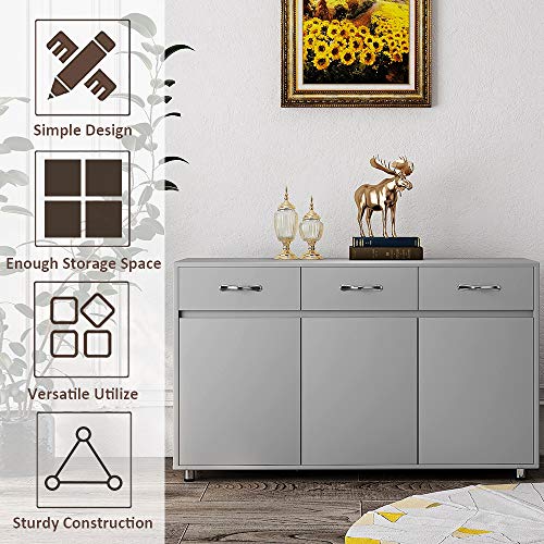 Buffet Sideboard with 3 Drawers and 3 Doors,Modern Wood Kitchen Server Storage Cabinet Cupboard,Bedroom Storage Drawer Organizer Console Tables Storage Drawer Unit,for Living Room, Dining Room