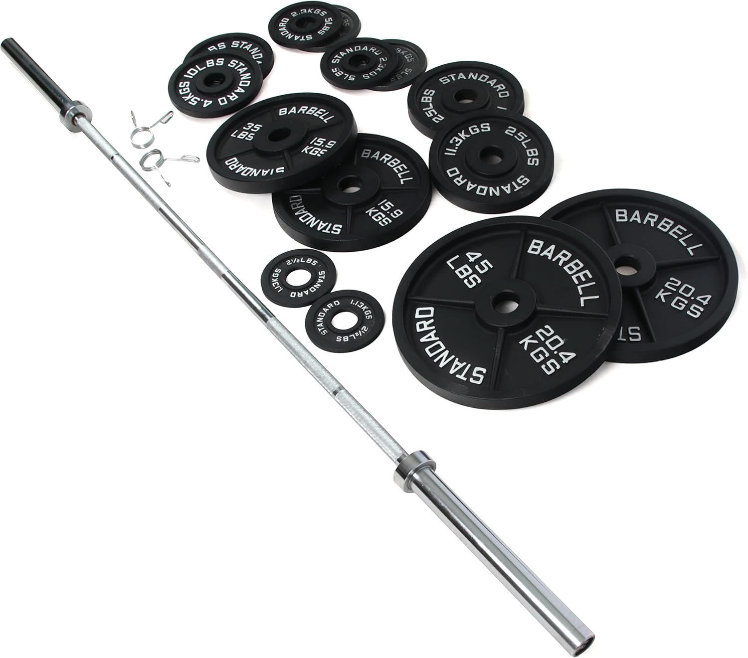 Signature Fitness Cast Iron Olympic Weight Including 7FT Olympic Barbell, 300-Pound Set, Multiple Packages