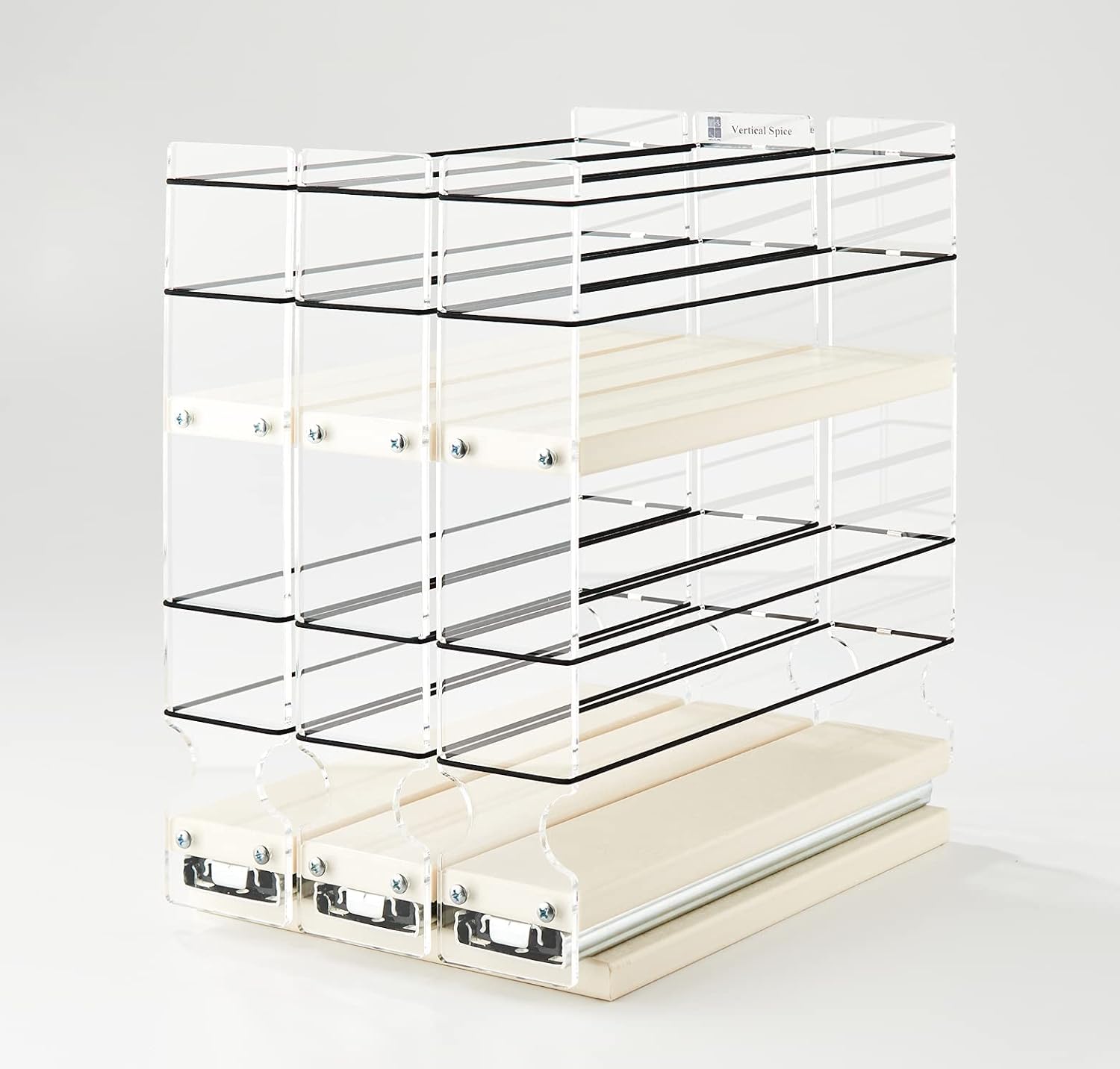Vertical Spice - 222x2x11 DC - Spice Rack - Cabinet Mounted- 3 Drawers - 30 Capacity - Best In Class - Size: 6.9 Width x 10.75 Height x 10.6 Depth - Made In USA