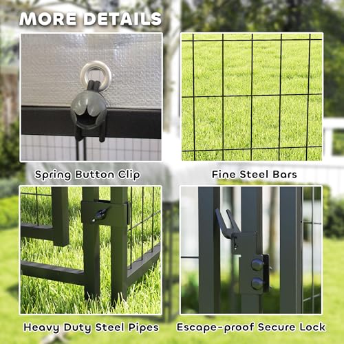 PawHut 4.6' x 4.6' x 5' Dog Kennel Outside, Welded Wire Outdoor Dog Kennel Run with Waterproof & UV Resistant Cover, for S&M Breeds, Chickens, Ducks, Black