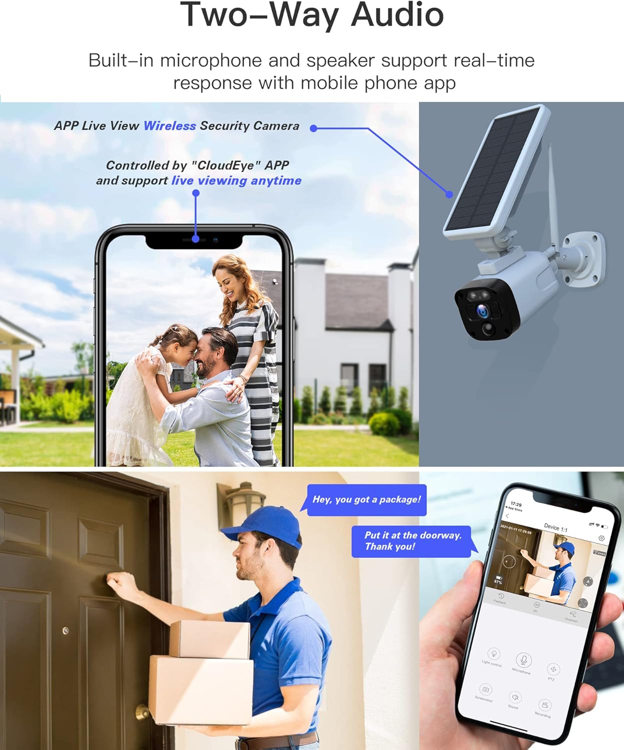 3MP Solar Security Camera System Wireless Outdoor for Home Surveillance, 4 Cameras Security System Solar Powered with Base Station, 2-Way Audio, PIR Motion Detection, Night Vision, IP65 Waterproof