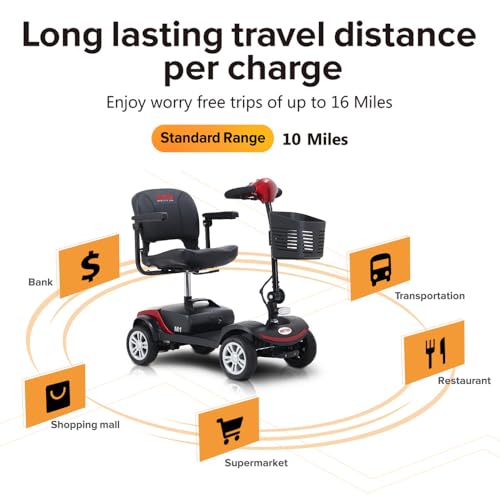 Folding Mobility Scooter for Seniors 4 Wheel Scooter for Adults Electric Medical Scooter Compact for Travel - Electric Powered Wheelchair Device - Compact Heavy Duty Mobile(Light Blue)