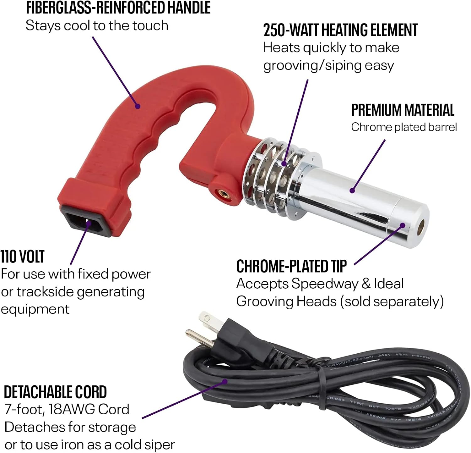 Standard Tire Grooving Iron, 250 Watt, 110 Volt Pack of 2