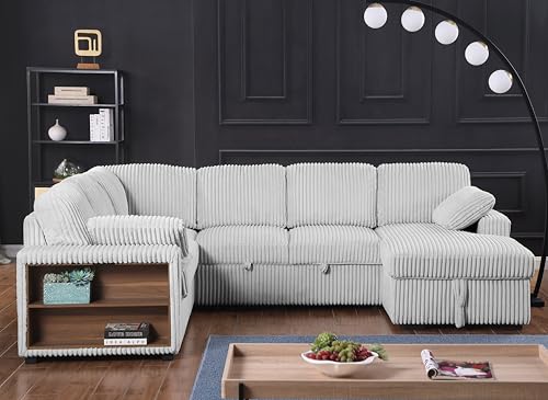 Oversized U-Shaped Sectional Sofa Couch Plush Corduroy Upholstered Modular Deep Seat Sofa&Couch Sectional W/Right Facing Chaise Lounge and 7 Toss Pillows for Home Apartment Living Room Furniture Sets