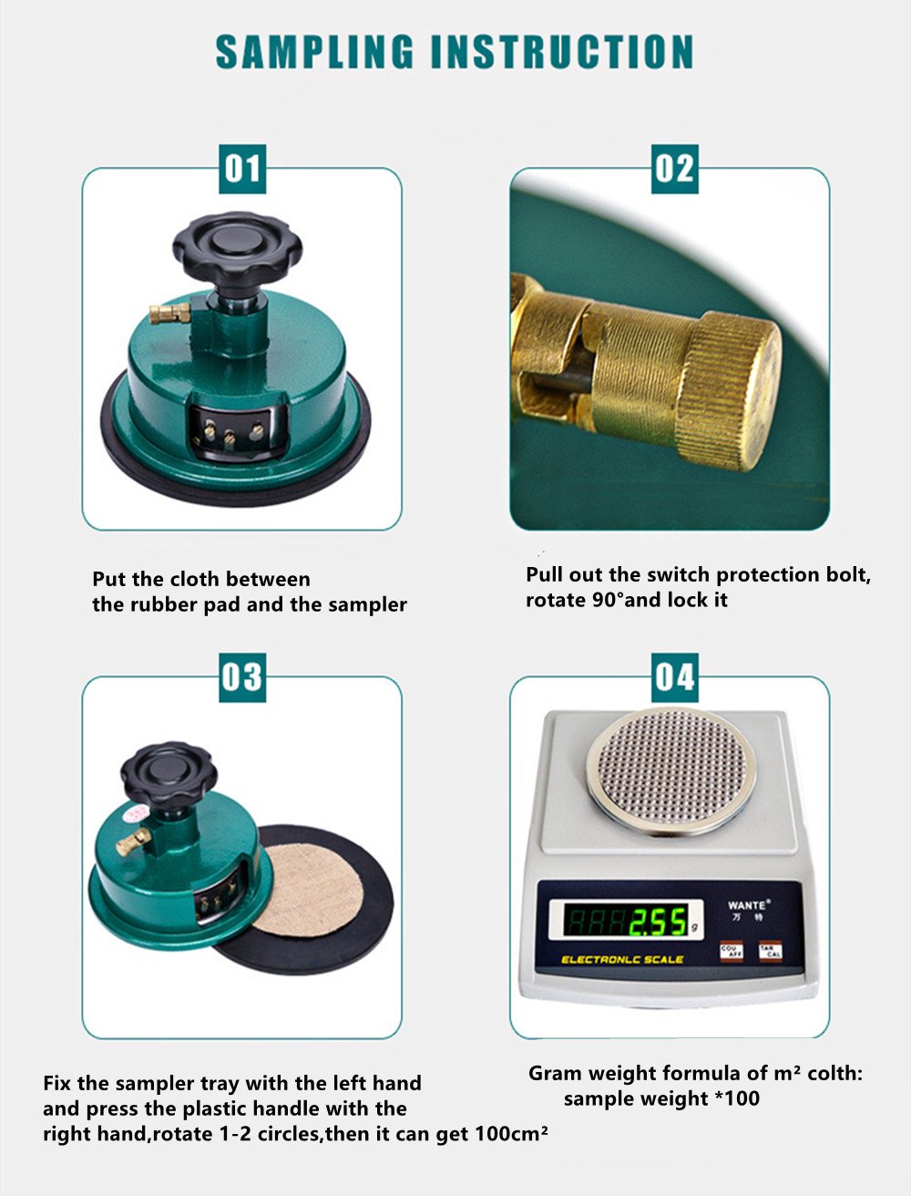 NEWTRY 1000g/0.01g Electronic Fabric GSM Scale Digital Textile Weight Balance With a 0-2mm Disc Sampler Cloth Cutter for Textile Paper Non-woven Fabrics (110V scale + sampler)