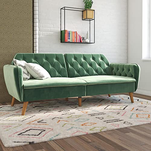 Novogratz Tallulah Memory Foam Futon, Convertible Couch, Camel Faux Leather