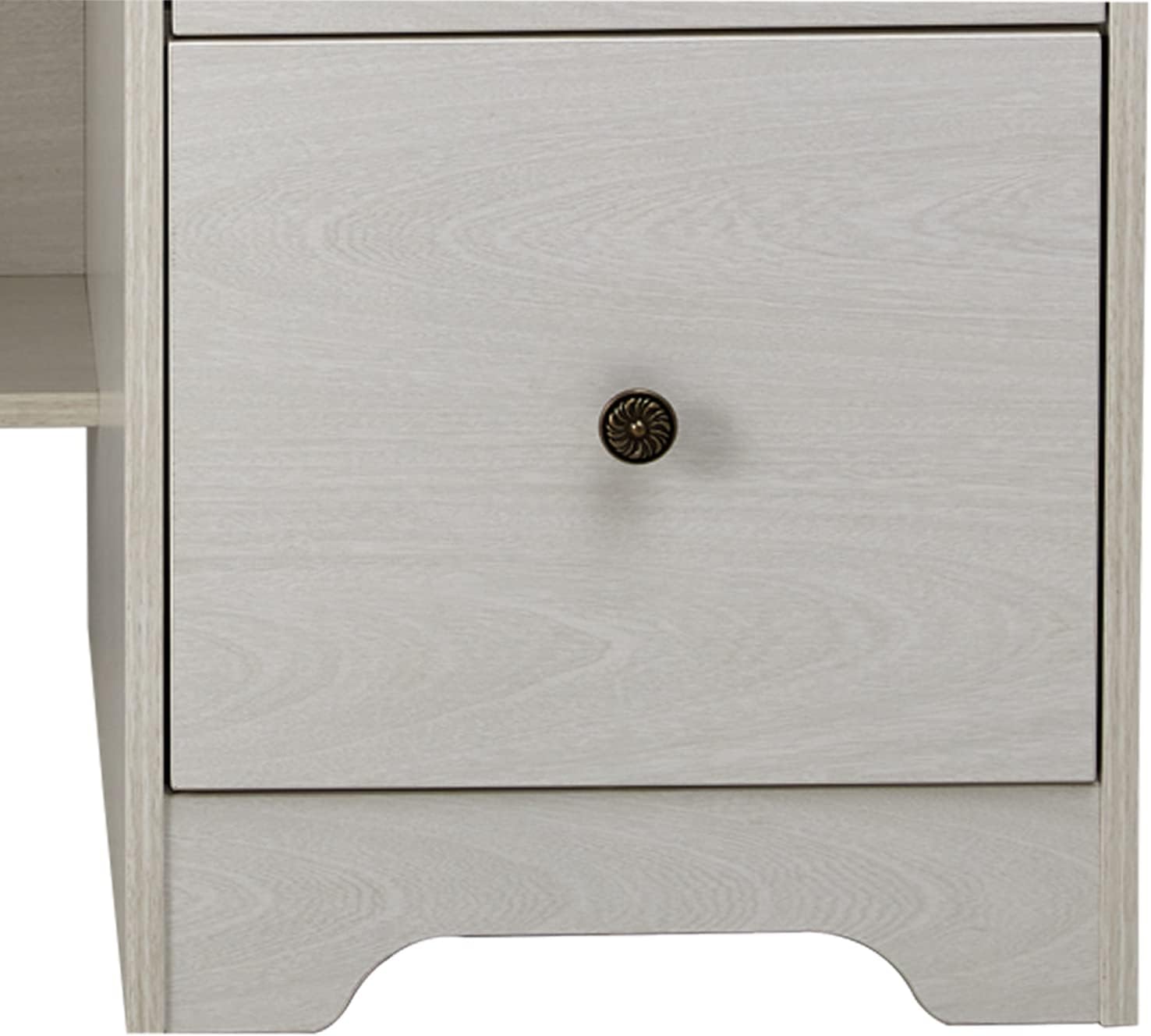 Computer Desk with 4 Storage Drawers and Hutch Shelf, Wood Frame Home Office Desk with Wide Tabletop, Industrial Vintage Style Executive Desk Writing Study Table PC Desk, Oak White