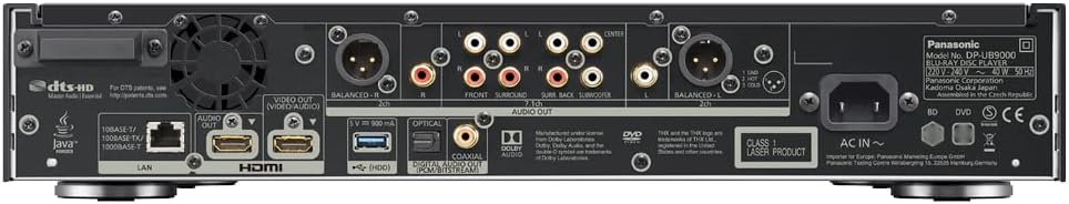 Panasonic DP-UB9000 4K Ultra HD Blu-Ray Player UHD Multi Region Blu-ray DVD, Region Free Player 110 Volts Bundle with Dynastar HDMI Cable