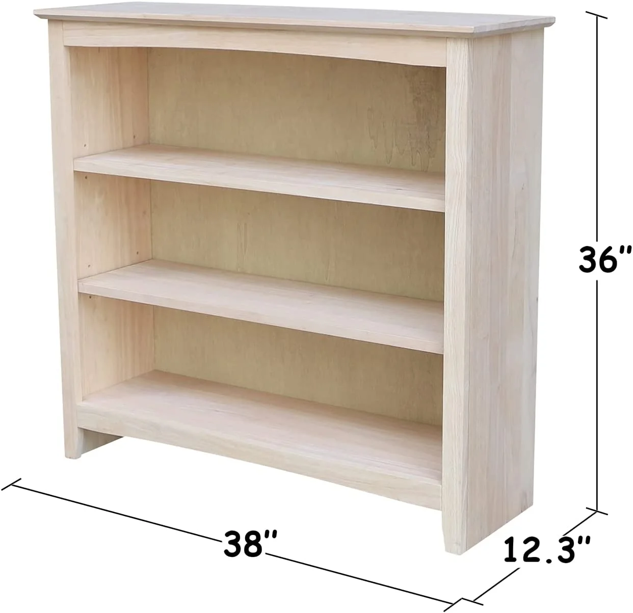 Wide Shaker Bookcase - 36 In H - Unfinished