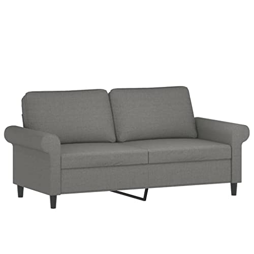2-Seater Sofa, Ottoman Modern Sofa Minimalist Sofa Traditional Sofa Suitable for Vacation Rental Dorm Room Bedroom Lounge with Pillows&Cushions Dark Gray 47.2" Fabric