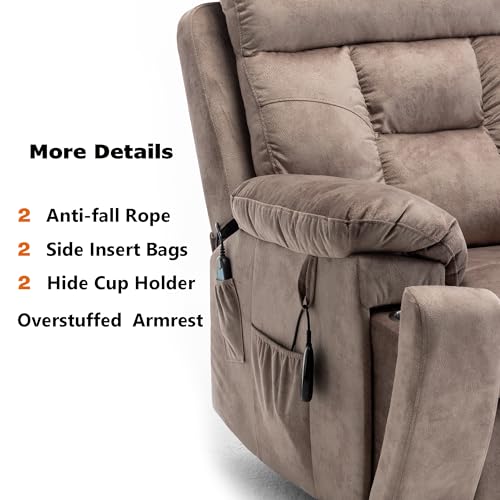 Power Lift Recliner Chair for Elderly, Lazy Boy Recliner Chair with Massage and Heating, 26in Extra Wide Recliner Seat with Cup Holder, Adjustable Electric Reclining Chair for Big Man