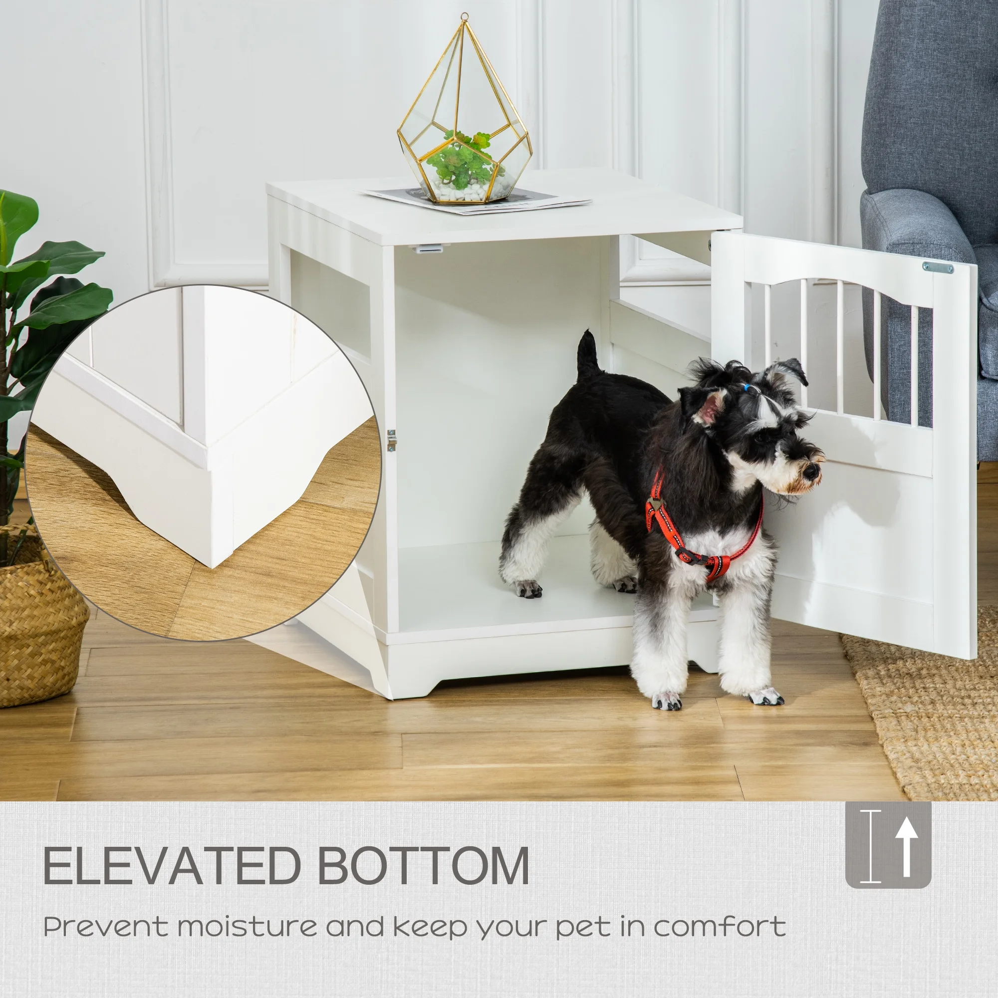 PawHut Furniture Style Dog Kennel House, w/ Cushion for Miniature Pets, White