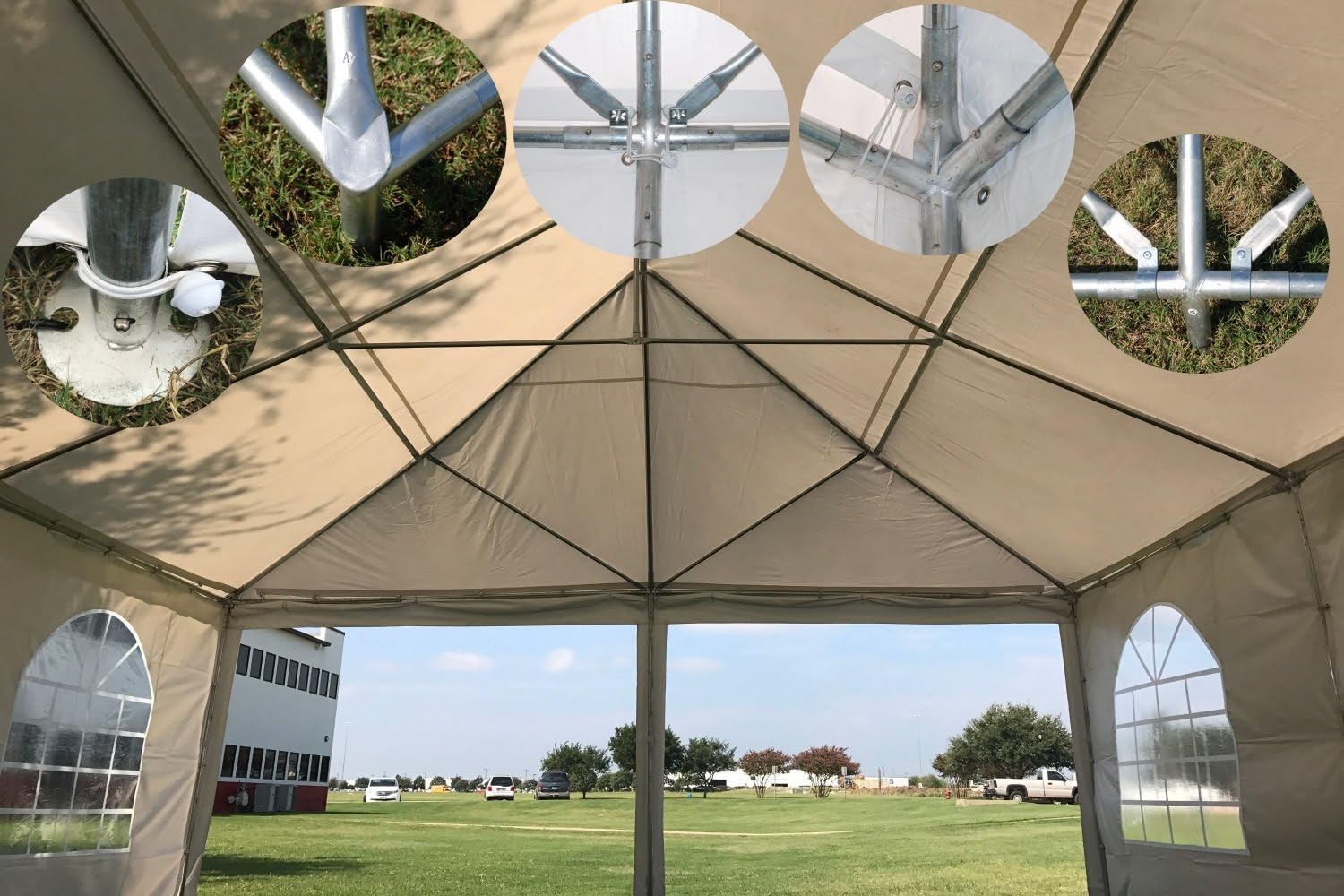 DELTA 40'x20' PE Frame Party Tent, Wedding Tent Party Canopy, Heavy Duty Outdoor Garden Event Tent, with Water Resistant Top, Removable Window Walls, Storage Carry Bags