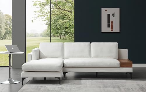 Morden Fort Modern Cloud Couch Sectional L Shaped Modular Sofa with Reversible Chaise 4 Seater Couch Sofa for Living Room， Linen Fabric, Beige
