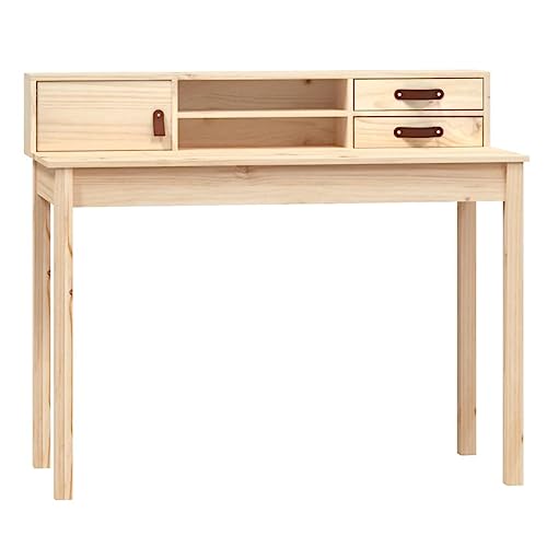 Office Desks Desk 43.3"x19.7"x36.6" Solid Wood Pine,Rustic Pine Wood Desk with Ample Storage for Home Office and Small Spaces