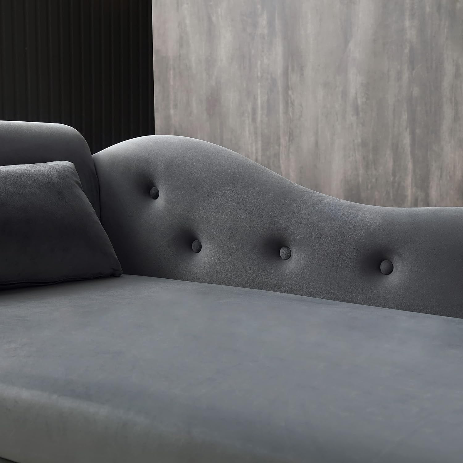 Bellemave Velvet Chaise Lounge Chair with Storage, Upholstered Sleeper Sofa Bed with 1 Pillow, Buttons Tufted Multifunctional Lounge Indoor, for Living Room Bedroom Office, Gray, Gray Velvet