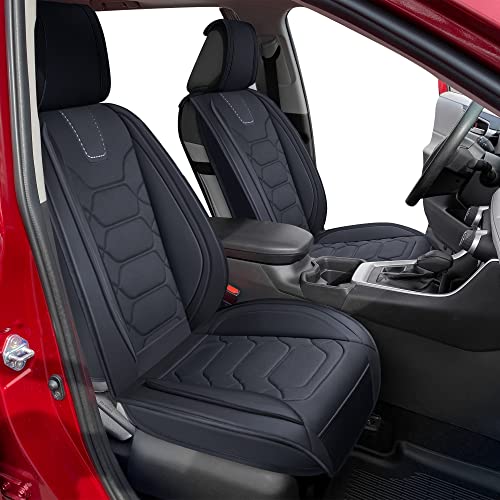 OASIS AUTO Toyota RAV4 Accessories Seat Covers 2013-2025 Custom Fit Leather Cover Protector Cushion for RAV-4 (Sport Front Pair, Black&Gray)