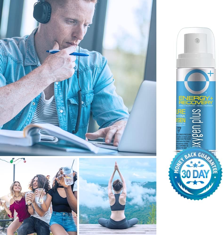 Oxygen Plus – O+ Mini 24 Pack | Portable Oxygen Can | 99.5% Pure O2 | Natural Wellness Supplement to Boost Energy & Recovery | 5+ Uses Per 1.55 Liter Cans