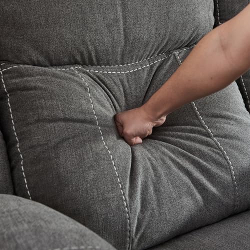 Power Recliner Sofa, Grey Fabric Reclining Sectional Couches with Two Recliners, Cup Holders, Storage Console for Home (Power Reclining)