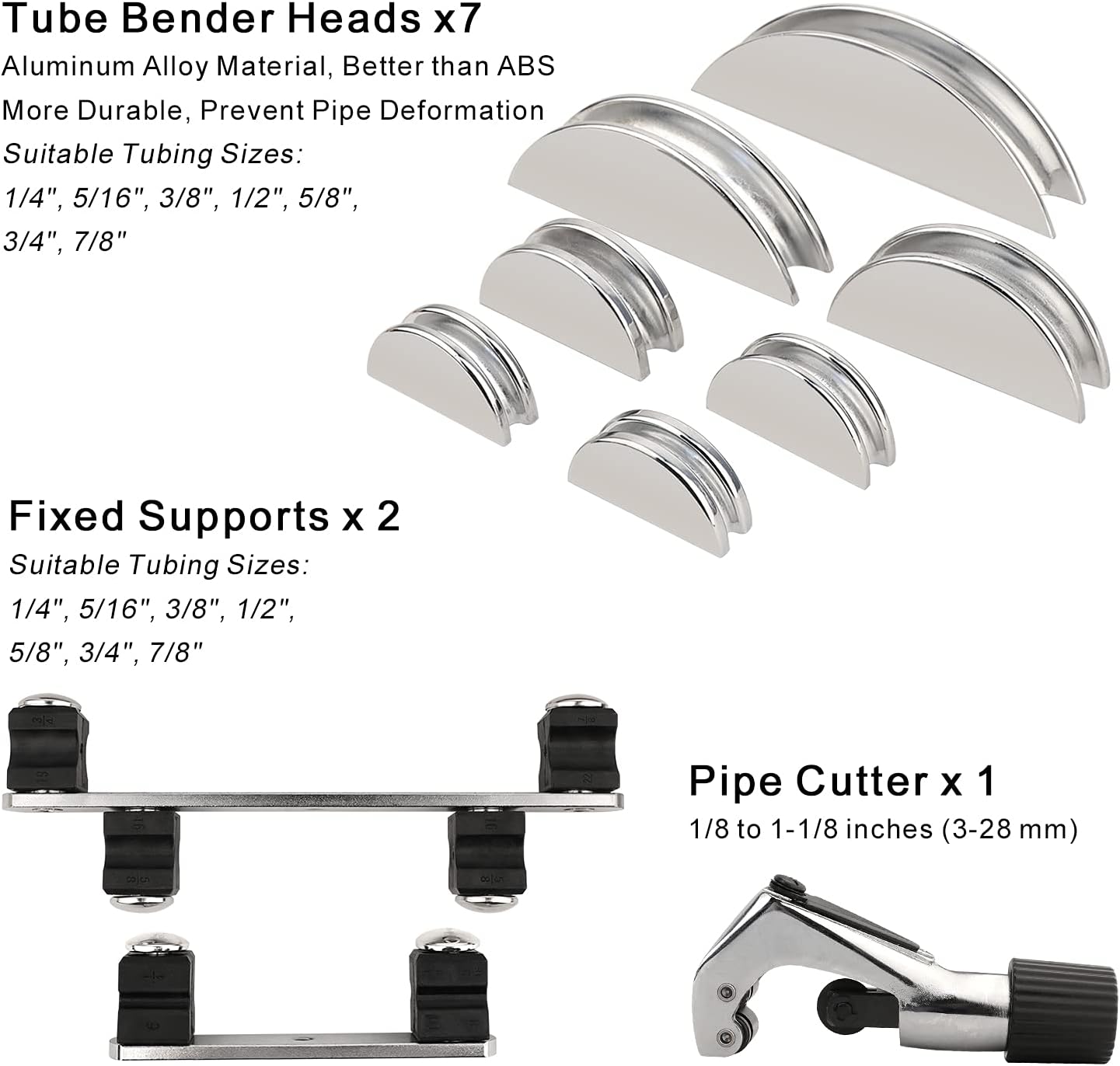 ATOLS Copper Aluminum Tube Bender Kit, Refrigeration Ratcheting Pipe Tubing Bender Hand Tool 1/4 to 7/8 Inch with Tube Cutter for HVAC Refrigeration System Maintenance