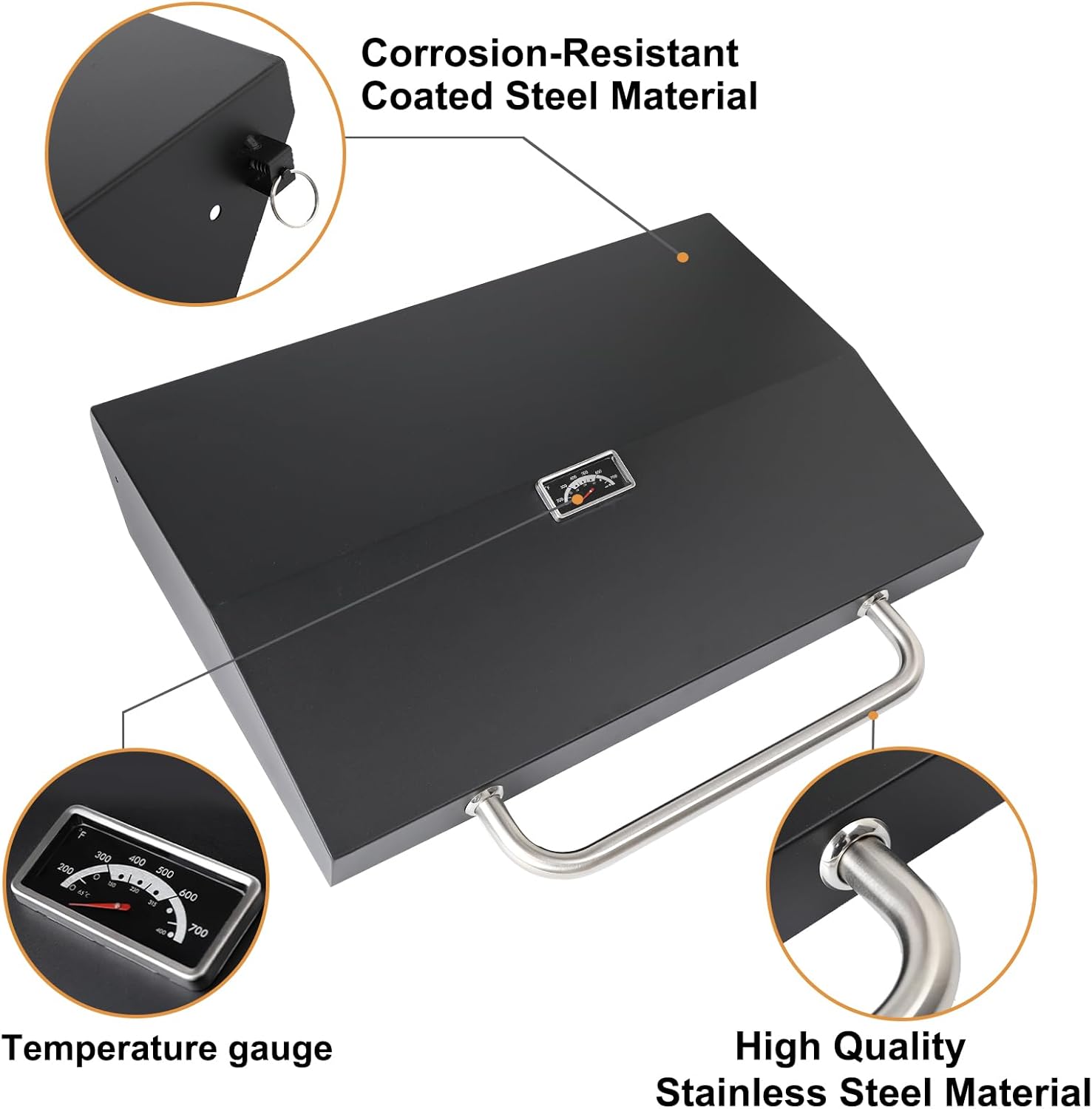 Upgrade Hinged Lid for 28 inch Blackstone Griddle Hard Cover Hood with Thermometer for Blackstone 28" Flat Top Lid 1517 1605 1853 Cooking Station Accessories