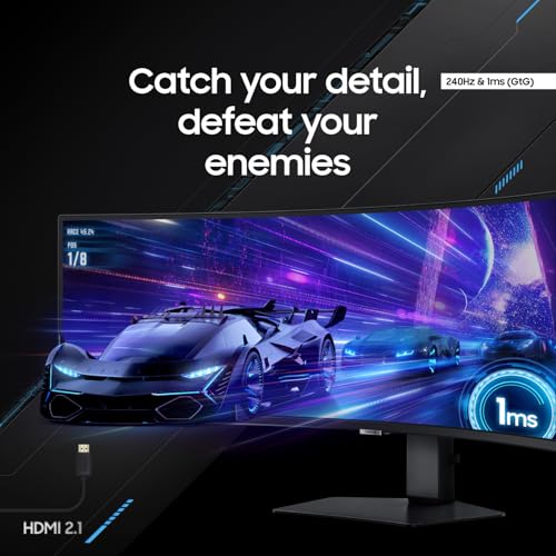 SAMSUNG 49" Odyssey G9 (G95C) Series DQHD 1000R Curved Gaming Monitor, 240Hz, 1ms(GtG), DisplayHDR 1000, AMD FreeSync Premium Pro, Eye Saver Mode, Auto Source Switch+, LS49CG950ENXZA, 2024