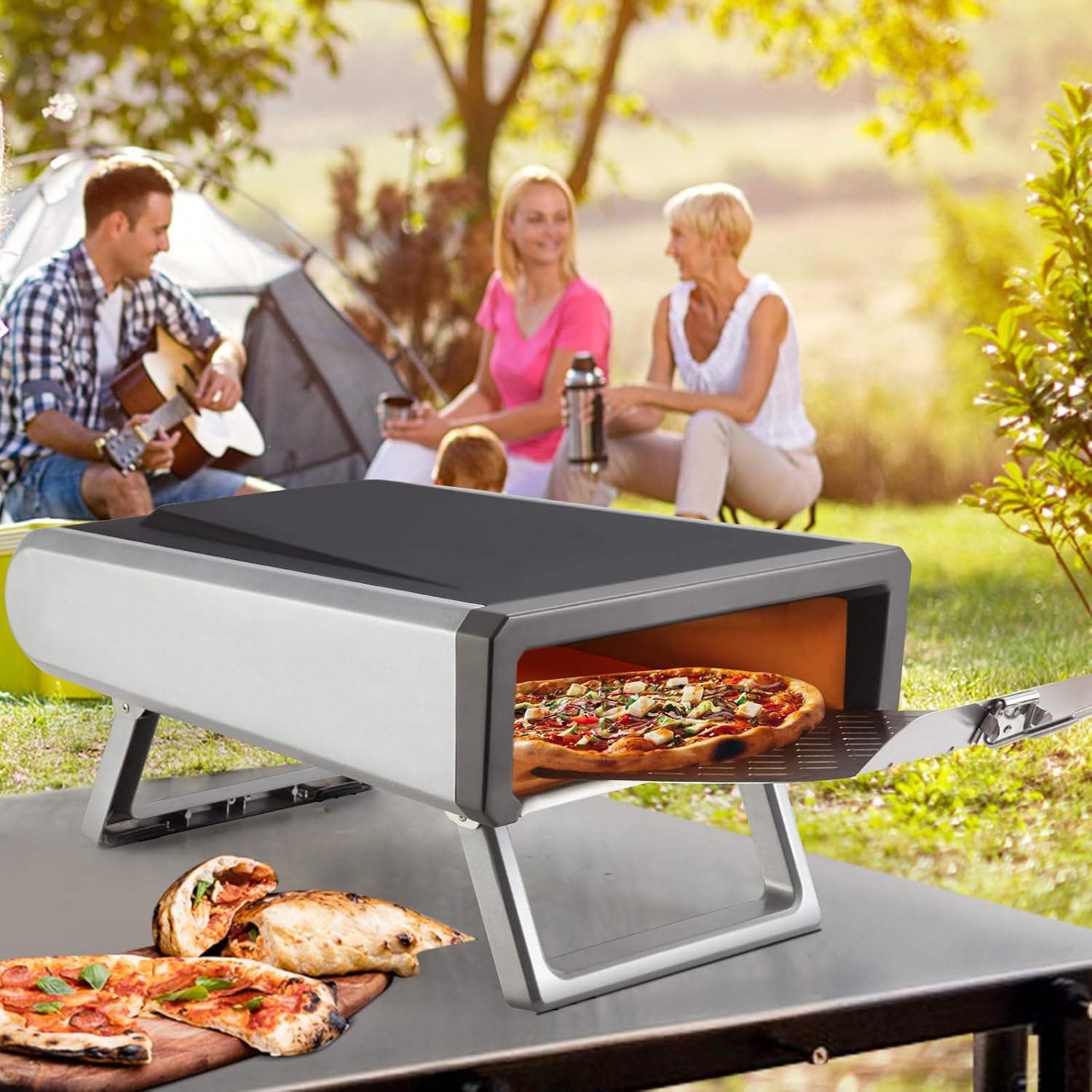 Pizza Oven Outdoor Gas Propane Portable Pizza Ovens, 12” Stainless Steel for Outside Backyard Kitchen Camp With Accessories Kit