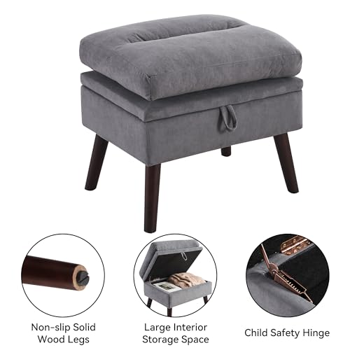 Accent Chair with Ottoman, Comfy Reading Chair with Ottoman and Adjustable Backrest, Oversized Morden Velvet Lounge Armchair and Ottoman Set with Side Pocket for Living Room Bedroom, Beige