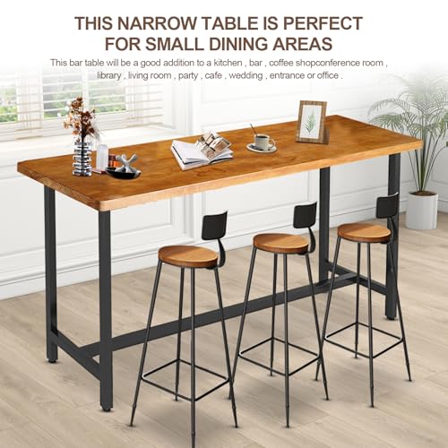 Bar Table, Counter Height Bar Table,Rectangular High Top Kitchen& Dining Wooden Table Iron Table Legs,for Narrow Space, Bars,Fast Food Restaurants, Coffee Shops Easy to Assemble (B-47.2in)