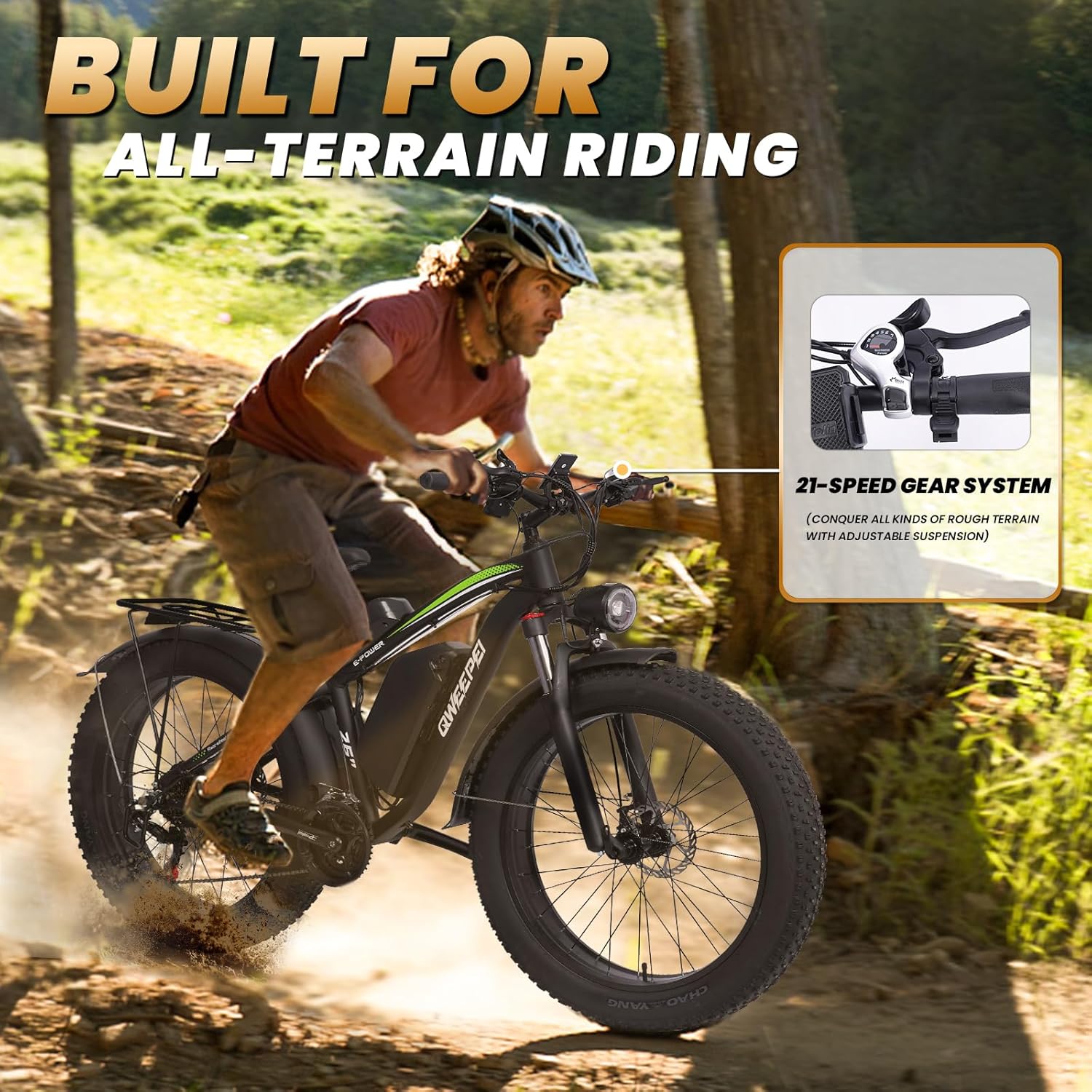 Fat Tire Electirc Bike for Adults 1000W Brushless Motor Ebike Mountain Bike 34MPH 17.5AH 840WH Battery,70 Miles e bike 21-Speed Gears,Beach Mountain Snow Adult Electric Bicycles E-bike UL Certified