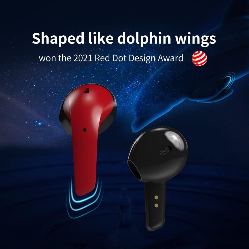 True Wireless Earbuds Noise Cancelling, Bluetooth 5.1 Earphones Built-in Mic,IPX5 Waterproof Earphones Touch Control Stereo in-Ear Headset,Bluetooth Earbuds with Deep Bass for Sports,Black Pack of 2