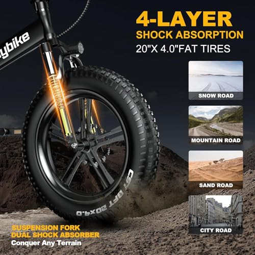 Folding Electric Bike for Adults, 1000W Motor(1500W Peak),30MPH, 60Mile,48V 20AH Battery,20" Fat Tire Foldable Electric Bicycle,Commuter Beach Snow E-Bikes,7-Speed