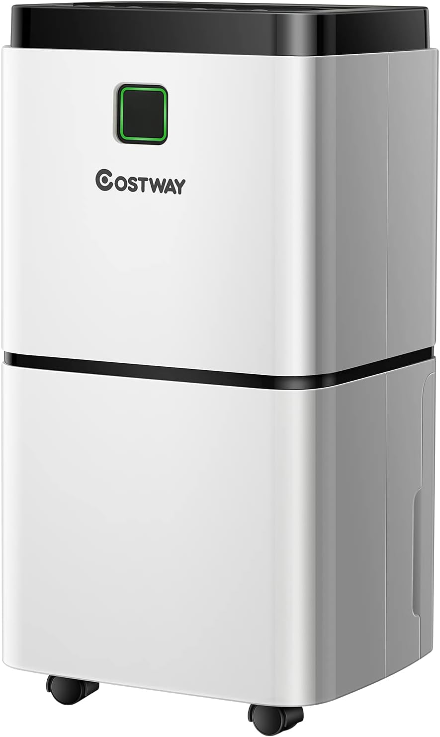 COSTWAY 1500 Sq. Ft Dehumidifier for Home & Medium Spaces, Portable 24 Pints Dehumidifier w/ 3 Color LED Light, 3 Modes, 2 Speeds, 12H Timer, Auto or Manual Drainage, 0.5 Gallon Water Tank & 4 Wheels