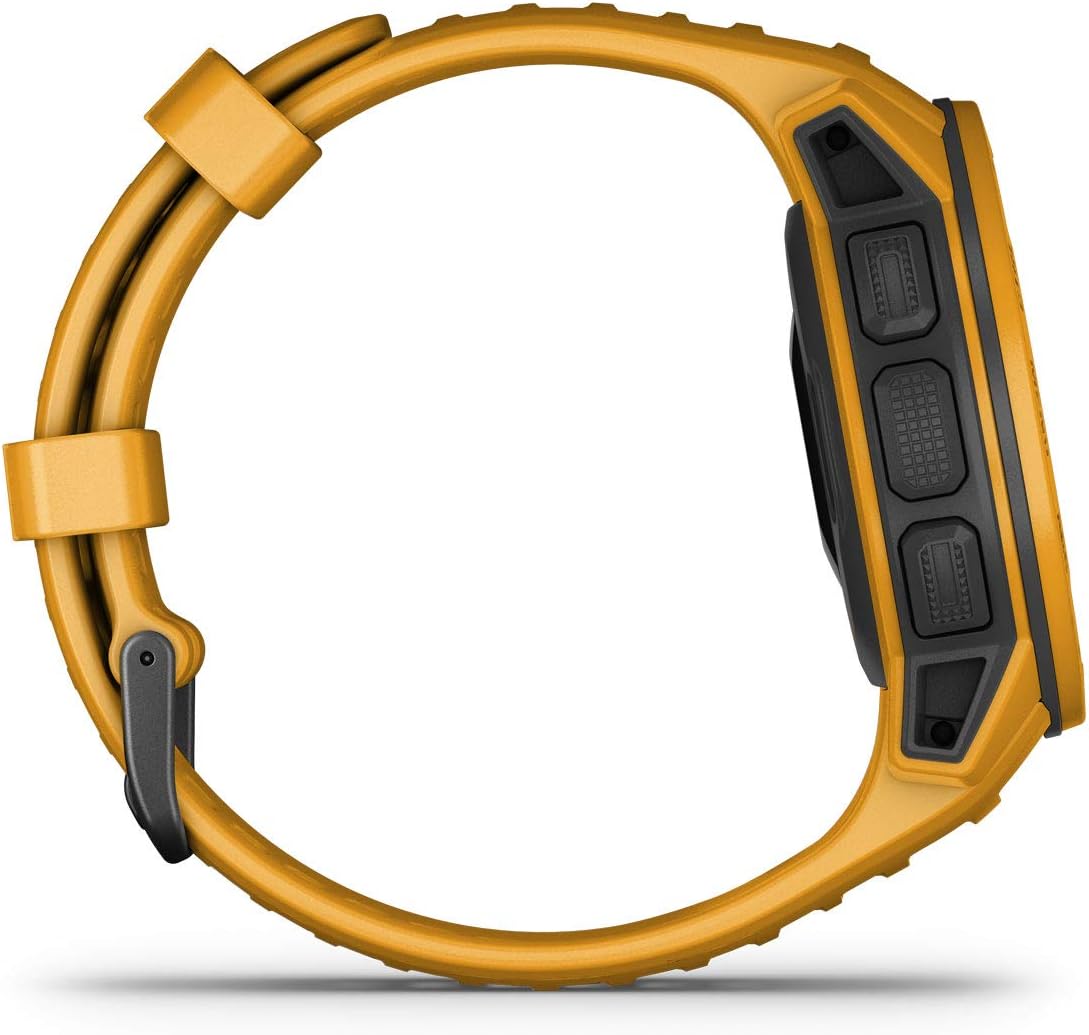 Garmin Instinct Solar, Rugged Outdoor Smartwatch with Solar Charging Capabilities, Built-in Sports Apps and Health Monitoring, Sunburst Yellow