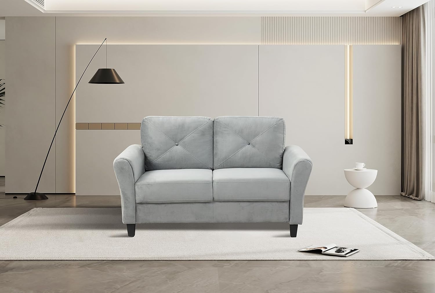 Piece Sofa Set, Three Two Seater Modular Sectional Couch with Strong Wooden Leg and Upholstered Back Cushions for Living Room/Apartment/Office, Dark Grey