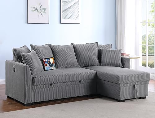 Oversized U-Shaped Sectional Sofa Couch Plush Corduroy Upholstered Modular Deep Seat Sofa&Couch Sectional W/Right Facing Chaise Lounge and 7 Toss Pillows for Home Apartment Living Room Furniture Sets