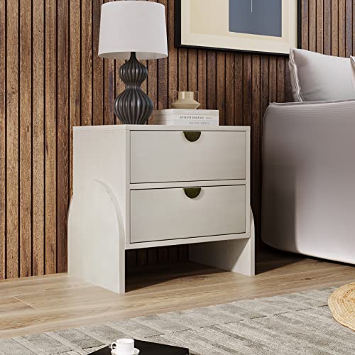 Double Dresser,Modern Drawer Dresser with Semi-Round Handle and Supporting Legs,Rubber Woodchest with Ample Storage Spaces,Drawer Organizers for Clothing,50.8''Lx17''Wx28''H,Antique White